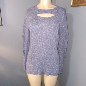 KATE & MALLORY CUT OUT SWEATER WITH ZIPPER AT CUFF SZ LG